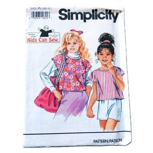 Girls Shirt Sewing Pattern S-XL Purse Bag Simplicity 7931 "Kids Can Sew"